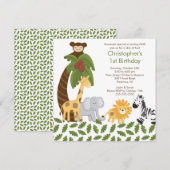 Safari Oerwoud Animal Kind Birthday Party Invitati Kaart (Voorkant / Achterkant)