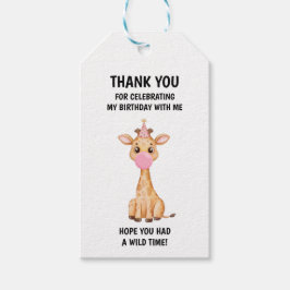 Safari Oerwoud Animal Pink Girls Verjaardag Cadeaulabel