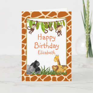 Safari Oerwoud Animal Theme Happy Birthday Kaart