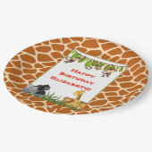Safari Oerwoud Animal Theme Happy Birthday Papieren Bordje (Gekanteld)