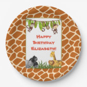Safari Oerwoud Animal Theme Happy Birthday Papieren Bordje (Voorkant)