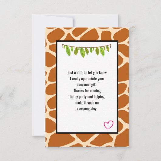 Safari Oerwoud Animal Theme Party Bedankt (Achterkant)