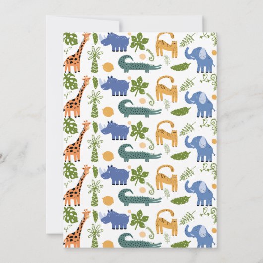 Safari Oerwoud Animal voor de verjaardag van kinde Kaart (Achterkant)