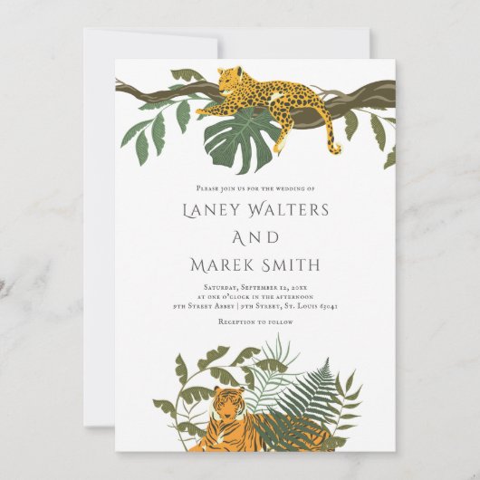 Safari Oerwoud Animal Wedding Kaart (Voorkant)