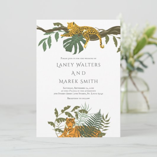 Safari Oerwoud Animal Wedding Kaart (Staand voorkant)