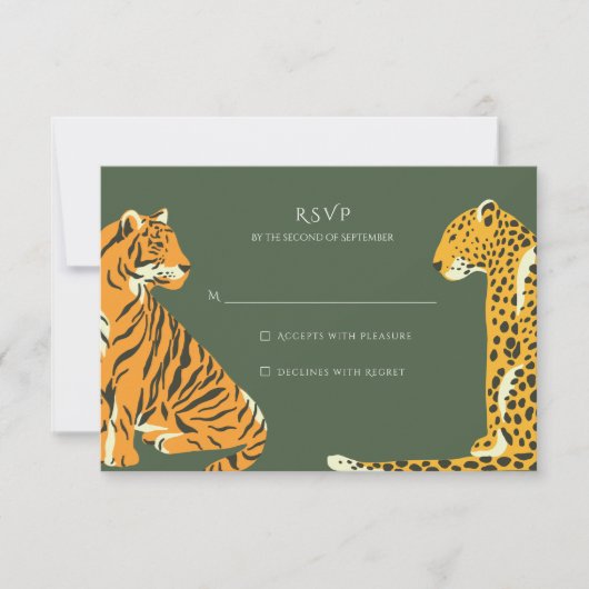 Safari Oerwoud Animal Wedding RSVP (Voorkant)