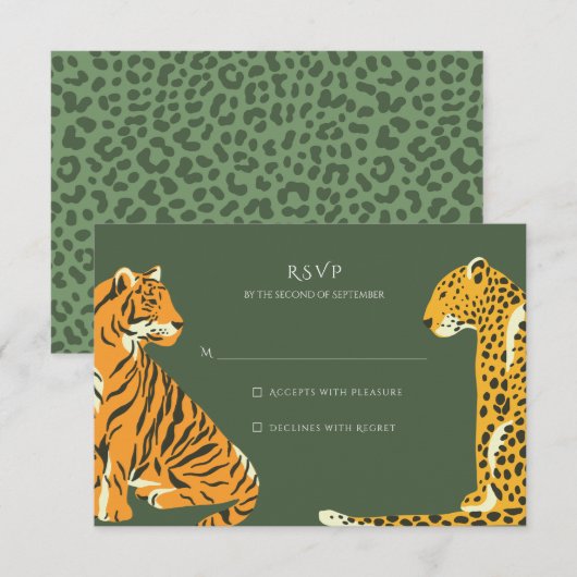 Safari Oerwoud Animal Wedding RSVP (Voorkant / Achterkant)