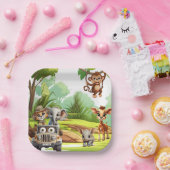 Safari Oerwoud Animal Wild Een 1e verjaardagsfeest Papieren Bordje (Feest)