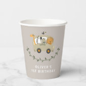 Safari Oerwoud Animals 1e verjaardag Papieren Bekers (Achterkant)