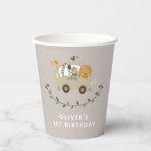 Safari Oerwoud Animals 1e verjaardag Papieren Bekers (Voorkant)
