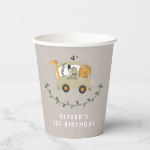 Safari Oerwoud Animals 1e verjaardag Papieren Bekers