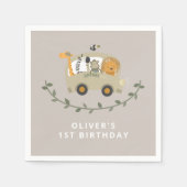 Safari Oerwoud Animals 1e verjaardag Servet (Voorkant)