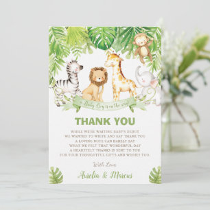 Safari Oerwoud Animals Baby shower Boy Green Fores Bedankkaart