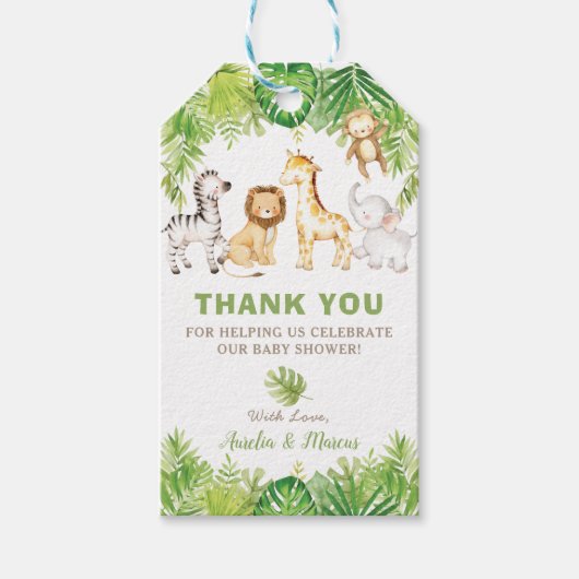 Safari Oerwoud Animals Baby shower Boy Green Fores Cadeaulabel (Voorkant)