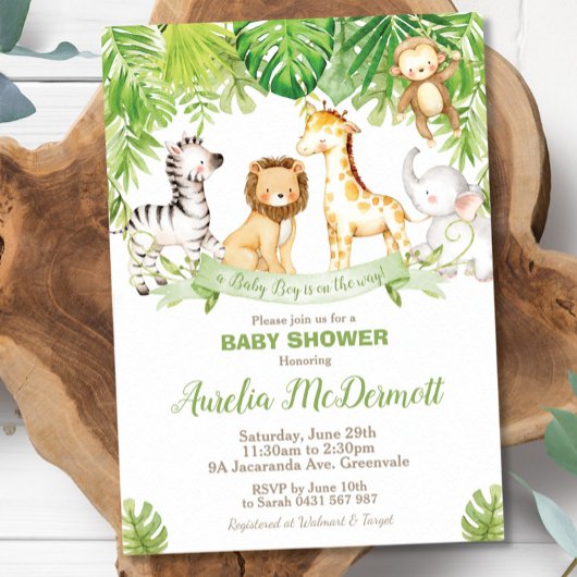Safari Oerwoud Animals Baby shower Boy Green Fores Kaart