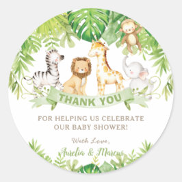 Safari Oerwoud Animals Baby shower Boy Green Fores Ronde Sticker