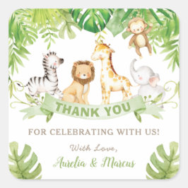 Safari Oerwoud Animals Baby shower Boy Green Fores Vierkante Sticker