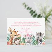 Safari Oerwoud Animals Baby shower Foto Bedankt (Staand voorkant)