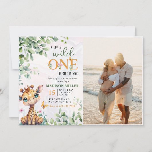 Safari Oerwoud Animals Baby shower Foto Kaart (Voorkant)