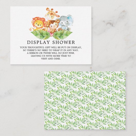 Safari Oerwoud Animals Baby shower Gift Display Informatiekaartje (Voorkant / Achterkant)