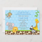 Safari Oerwoud Animals Baby Shower Invitations Boy Kaart (Voorkant)