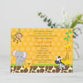 Safari Oerwoud Animals Baby Shower Invitations Kaart (Staand voorkant)
