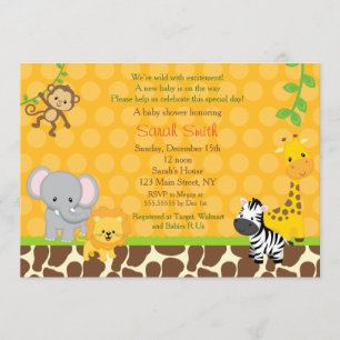Safari Oerwoud Animals Baby Shower Invitations Kaart