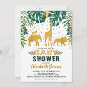 Safari Oerwoud Animals Baby shower Tropische blade Kaart (Voorkant)