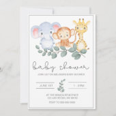 Safari Oerwoud Animals Baby shower Uitnodiging (Voorkant)