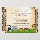 Safari Oerwoud Animals Baby shower Uitnodiging (Voorkant / Achterkant)