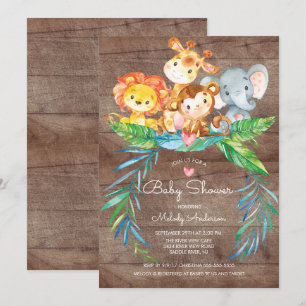 Safari Oerwoud Animals Baby shower Uitnodiging