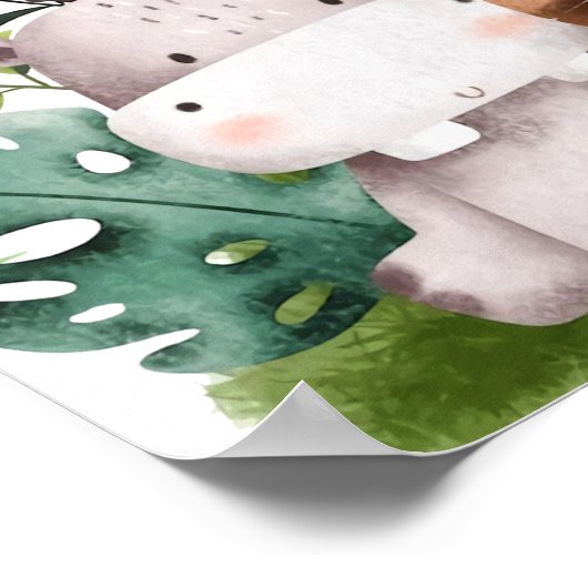 Safari Oerwoud Animals Baby shower Welkomstteken Poster (Hoek)