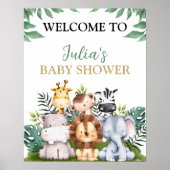 Safari Oerwoud Animals Baby shower Welkomstteken Poster (Voorkant)
