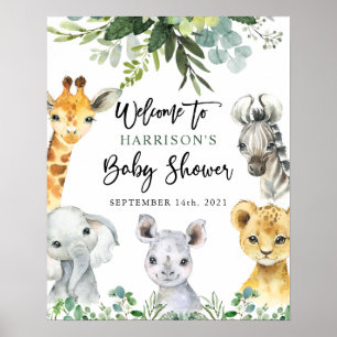 Safari Oerwoud Animals Baby shower Welkomstteken Poster