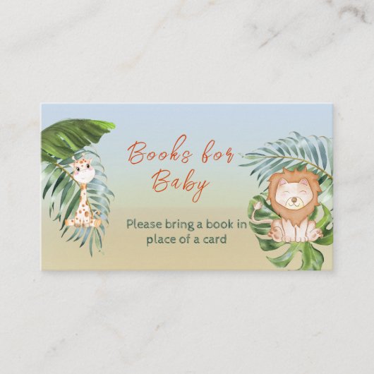 Safari Oerwoud Animals Book for Baby shower Game Informatiekaartje (Voorkant)