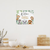 Safari Oerwoud Animals Boy 1st Verjaardag Welkom Poster (Keuken)
