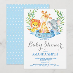 Safari Oerwoud Animals Boy Baby shower Invitation Kaart