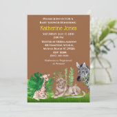Safari Oerwoud Animals Boy Baby shower Invitation Kaart (Staand voorkant)