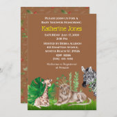 Safari Oerwoud Animals Boy Baby shower Invitation Kaart (Voorkant / Achterkant)