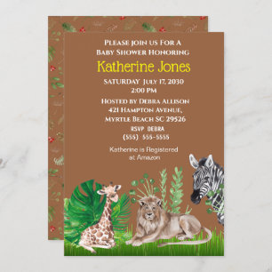 Safari Oerwoud Animals Boy Baby shower Invitation Kaart