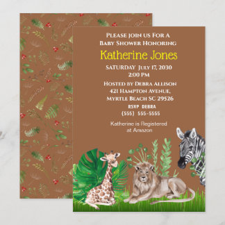 Safari Oerwoud Animals Boy Baby shower Invitation Kaart