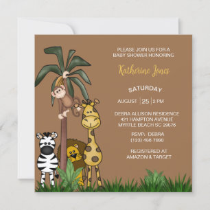 Safari Oerwoud Animals Boy Baby shower Invitation Kaart