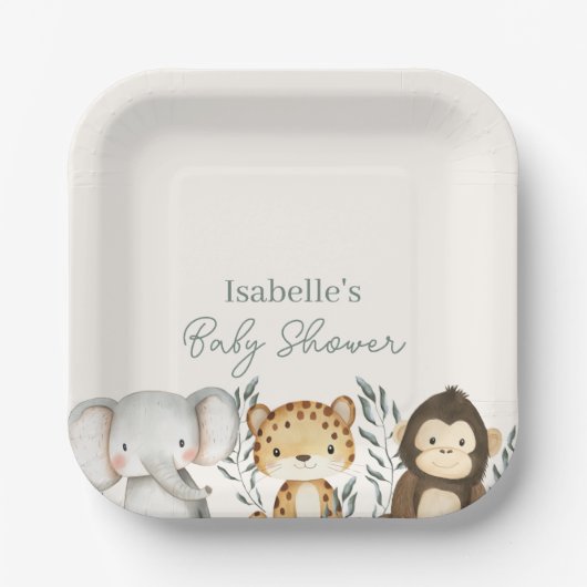 Safari Oerwoud Animals Boy Baby shower Papieren Bordje (Voorkant)