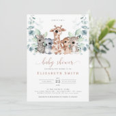 Safari Oerwoud Animals Eucalyptus Baby shower Kaart (Staand voorkant)