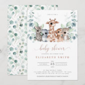 Safari Oerwoud Animals Eucalyptus Baby shower Kaart (Voorkant / Achterkant)