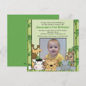 Safari Oerwoud Animals Foto Birthday Invitation Kaart (Voorkant / Achterkant)