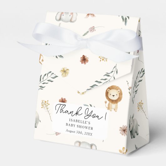 Safari Oerwoud Animals Genderneutraal Baby shower Bedankdoosjes (Voorkant Zijde)