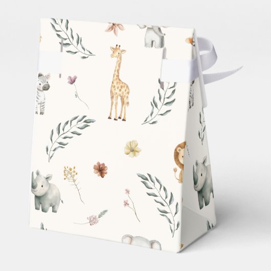 Safari Oerwoud Animals Genderneutraal Baby shower Bedankdoosjes (Achterkant)