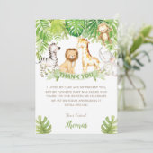 Safari Oerwoud Animals Green Forest Verjaardag Bab Bedankkaart (Staand voorkant)