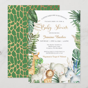 Safari Oerwoud Animals - Green Gold Baby shower Kaart